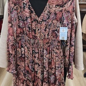 Just...Taylor Paisley Dress in Black and Pink